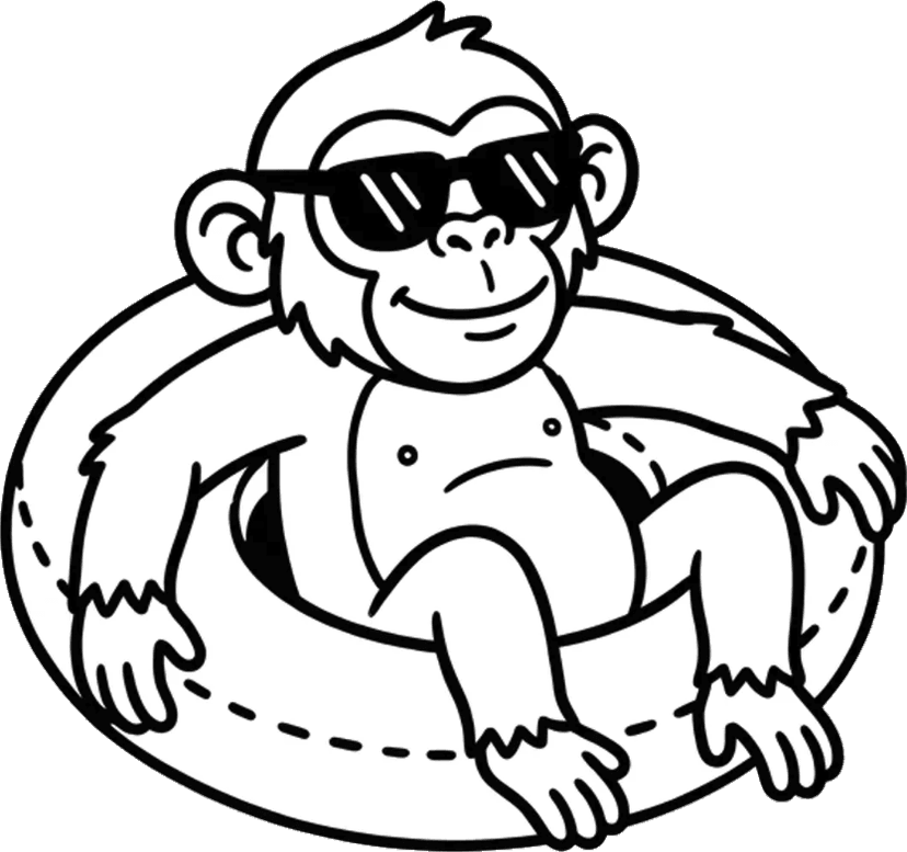 The FontChimp mascot lounging in a pool ring